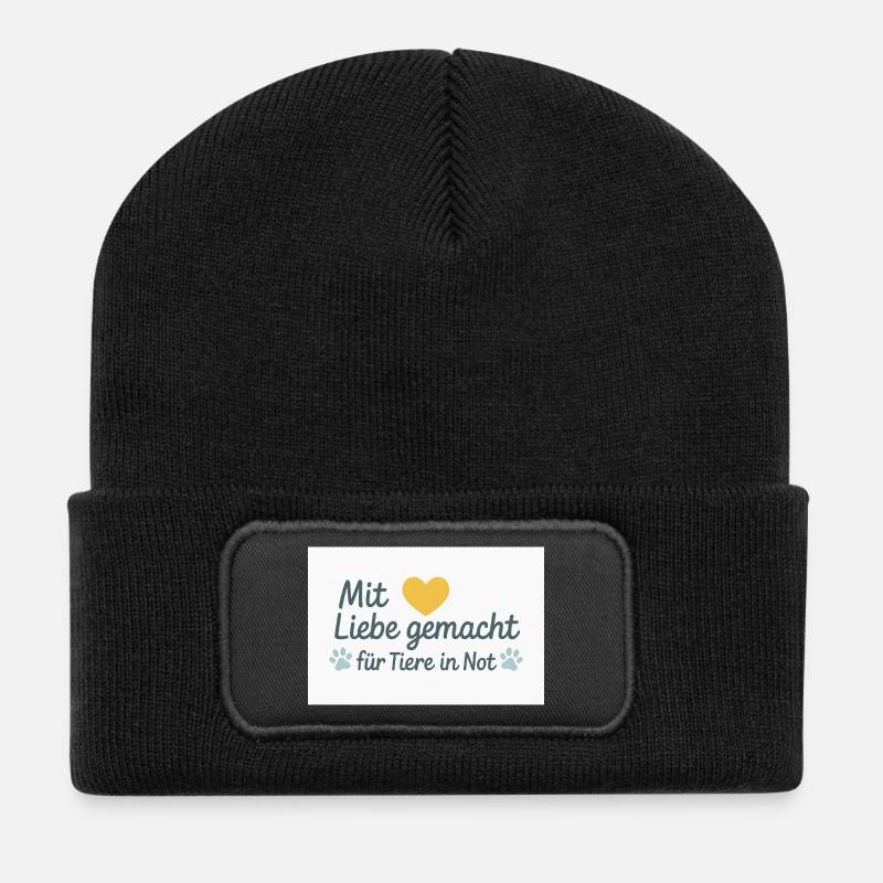 Für Tiere in Not - Recycelte Patch Beanie - Schwarz