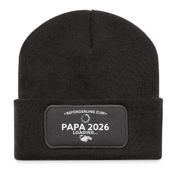 Vaterschaft Schwangerschaftsverkündung 2026 Papa - Recycelte Patch Beanie - Dunkelgrau - Vorne