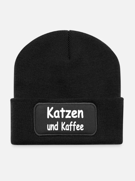 Katzen - Recycelte Patch Beanie - Schwarz