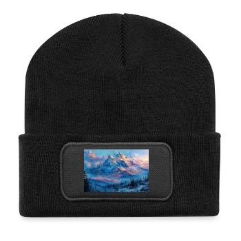 Illustration of a Mountain Landscape  - Beanie recyclé à patch - noir - Devant
