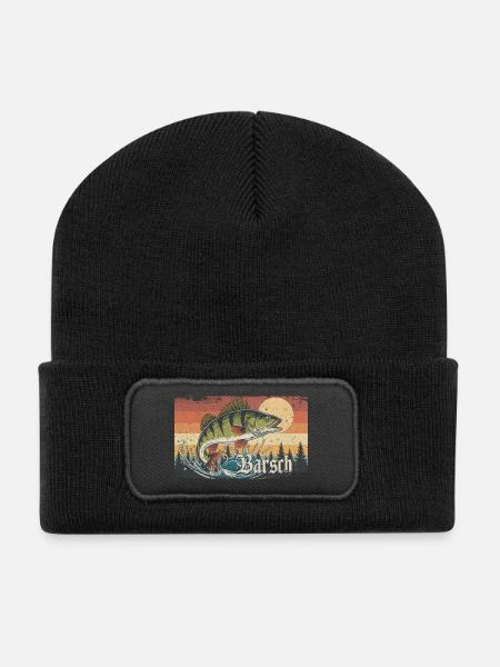 Perch Fishing Perch Fishing Angler Nature - Recycled Patch Beanie - black