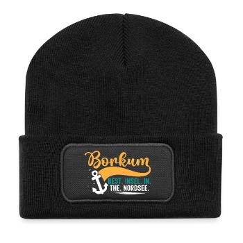 BORKUM BEST INSEL IN THE NORDSEE Lustiges - Recycelte Patch Beanie - Schwarz - Vorne