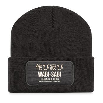 Wabi Sabi Beauté des choses imparfaites - Beanie recyclé à patch - charbon - Devant