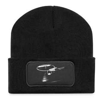 Grafischer Plattenspieler, Musikliebhaber - Recycelte Patch Beanie - Schwarz - Vorne