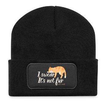 Es ist kein Pelz, es ist Kunst – eine lustige rote Katze - Recycelte Patch Beanie - Schwarz - Vorne