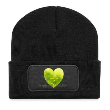 Coeur Fleur Jardin Amour Bouton d’Or Jardin Jardinier - Beanie recyclé à patch - noir - Devant