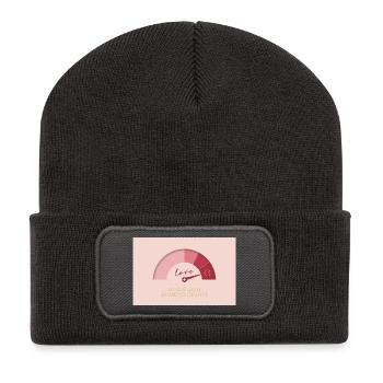 Measure Life in Moments of Love - Recycelte Patch Beanie - Dunkelgrau - Vorne