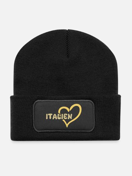 Italien als Italien - Recycelte Patch Beanie - Schwarz