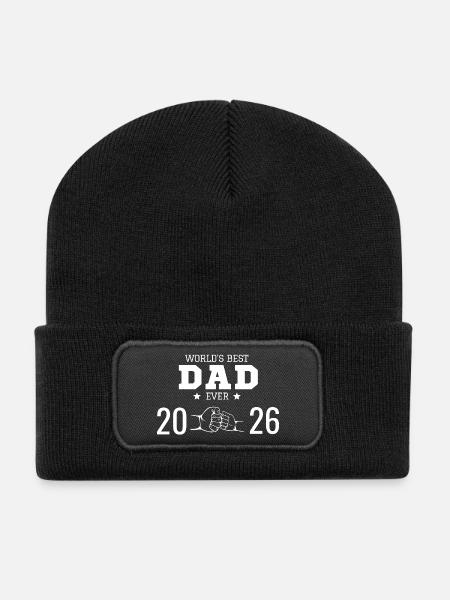 Weltbester Papa 2026 - Recycelte Patch Beanie - Schwarz
