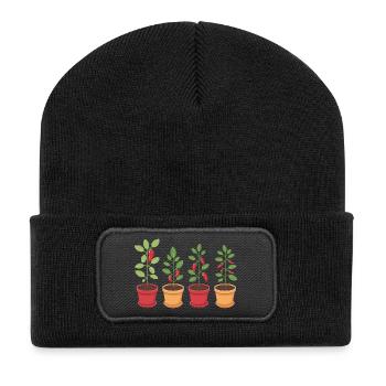 Lustiger Chili Gärtner Gartenarbeiter Geschenk - Recycelte Patch Beanie - Schwarz - Vorne