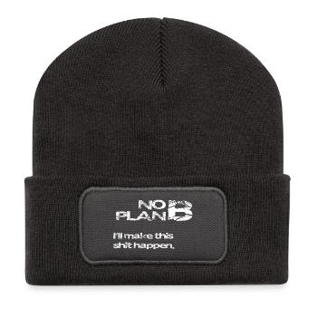 No Plan B – Strong Statement Spruch Shirt - Recycelte Patch Beanie - Dunkelgrau - Vorne