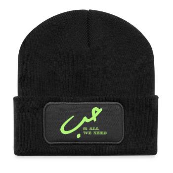 L’amour est tout ce dont nous avons besoin Impression néon - Beanie recyclé à patch - noir - Devant