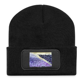 Purple City Dusk Aussichtspunkt - Recycelte Patch Beanie - Schwarz - Vorne