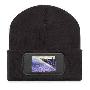 Purple City Dusk Overlook - Recycled Patch Beanie - dark grey - Front