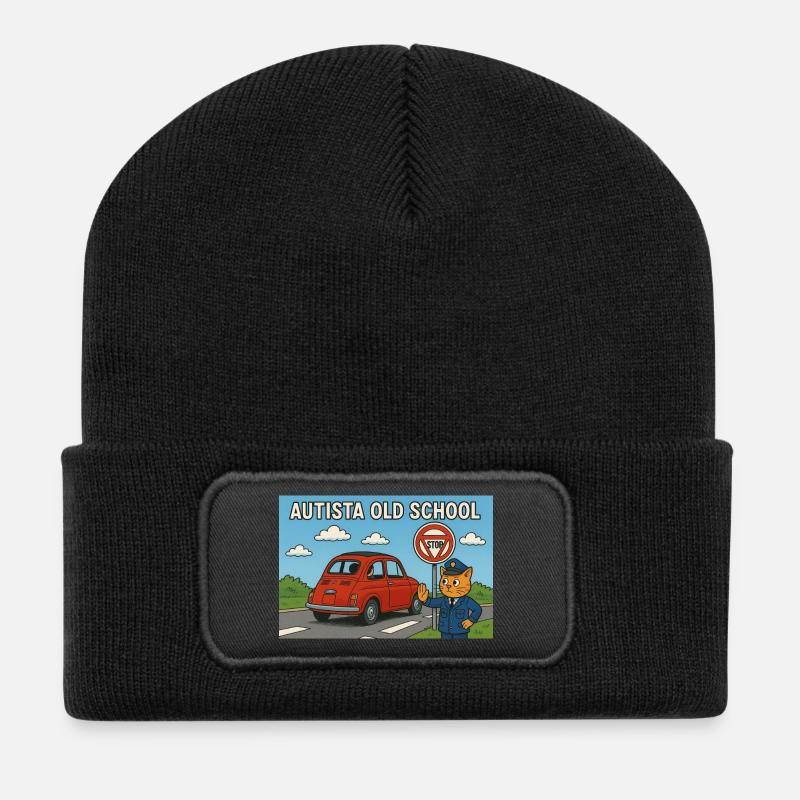 Autista_old_school - Recycled Patch Beanie - black