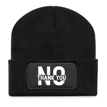 No Thank You - Recycelte Patch Beanie - Schwarz - Vorne
