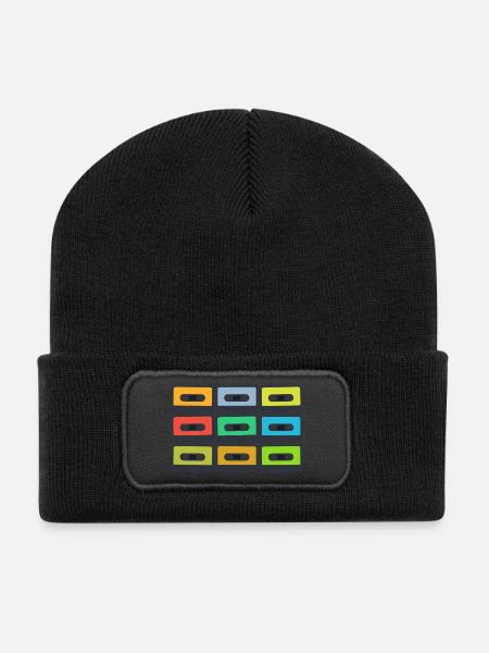 Retro Cassettes in Color - Recycled Patch Beanie - black