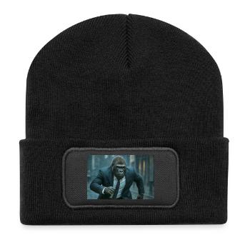 Gorille d’affaires sous la pluie - Beanie recyclé à patch - noir - Devant
