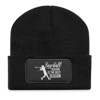 Baseball Season Is The Best Season Fan Spiel Sport - Recycelte Patch Beanie - Schwarz - Vorne