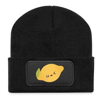 Lemon Kawaii - Recycelte Patch Beanie - Schwarz - Vorne