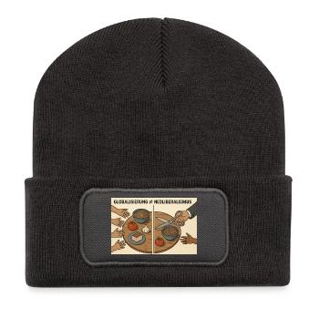 Globalisierung vs Neoliberalismus - Recycelte Patch Beanie - Dunkelgrau - Vorne