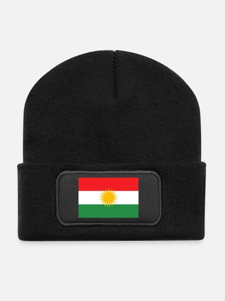 Kurdistan Flagge Sonnenstern - Recycelte Patch Beanie - Schwarz