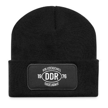 DDR Geburtstags Shirt, Hoodie, Tasse Jahrgang 1976 - Recycelte Patch Beanie - Schwarz - Vorne