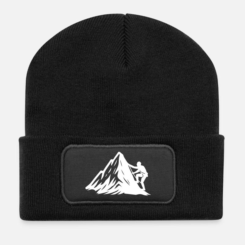 Bergsteiger Symbol Berge - Recycelte Patch Beanie - Schwarz