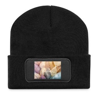 Idées claires – Design minimaliste en verre - Beanie recyclé à patch - noir - Devant