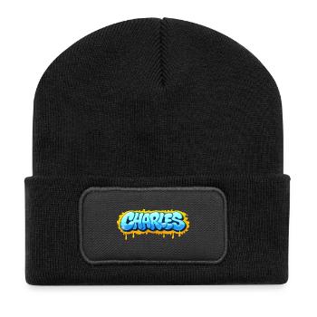 Graffiti CHARLES Name Gift Ideal Printable s - Recycled Patch Beanie - black - Front