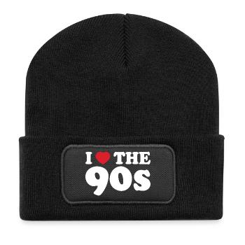 I Love the 90s - Beanie recyclé à patch - noir - Devant