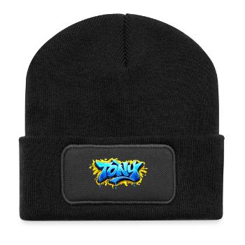 GRAFFITI NAME TONY  FOR  PERFECT GIFT PRINTABLE  - Beanie recyclé à patch - noir - Devant