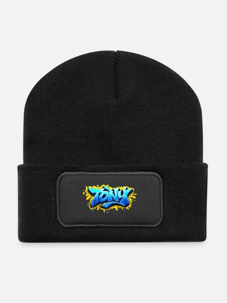 GRAFFITI NAME TONY FOR PERFECT GIFT PRINTABLE - Beanie recyclé à patch - noir