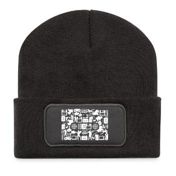 Cassette Silhouette - Beanie recyclé à patch - charbon - Devant
