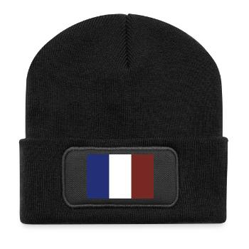 Frankreich Flagge - Recycelte Patch Beanie - Schwarz - Vorne