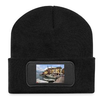 The port of Malcesine - Recycled Patch Beanie - black - Front