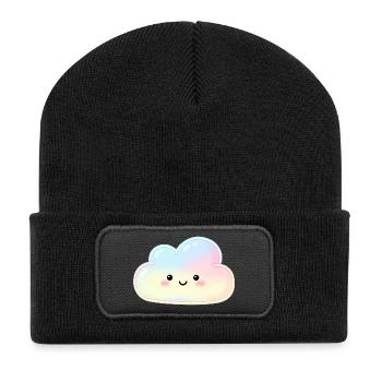 Pastel Cloud with Cute Face Sleep Cloud - Recycled Patch Beanie - black - Front