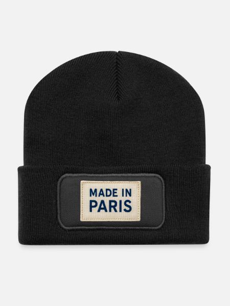 Made in Paris Fabric Patch - Recycled Patch Beanie - black