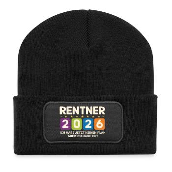 Retraités 2026 : Pas de plan, mais du temps - Beanie recyclé à patch - noir - Devant