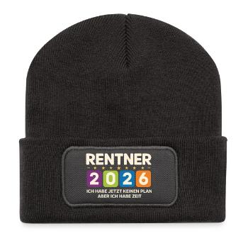 Retraités 2026 : Pas de plan, mais du temps - Beanie recyclé à patch - charbon - Devant