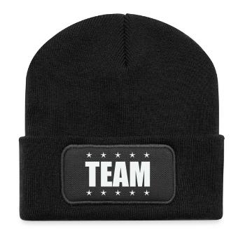 Équipe avec des stars - Beanie recyclé à patch - noir - Devant
