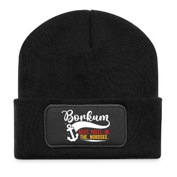 BORKUM BEST INSEL IN THE NORDSEE Lustiges - Recycelte Patch Beanie - Schwarz - Vorne