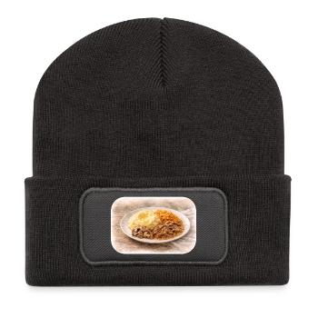 Herzhafte Teller-Idylle  - Recycelte Patch Beanie - Dunkelgrau - Vorne