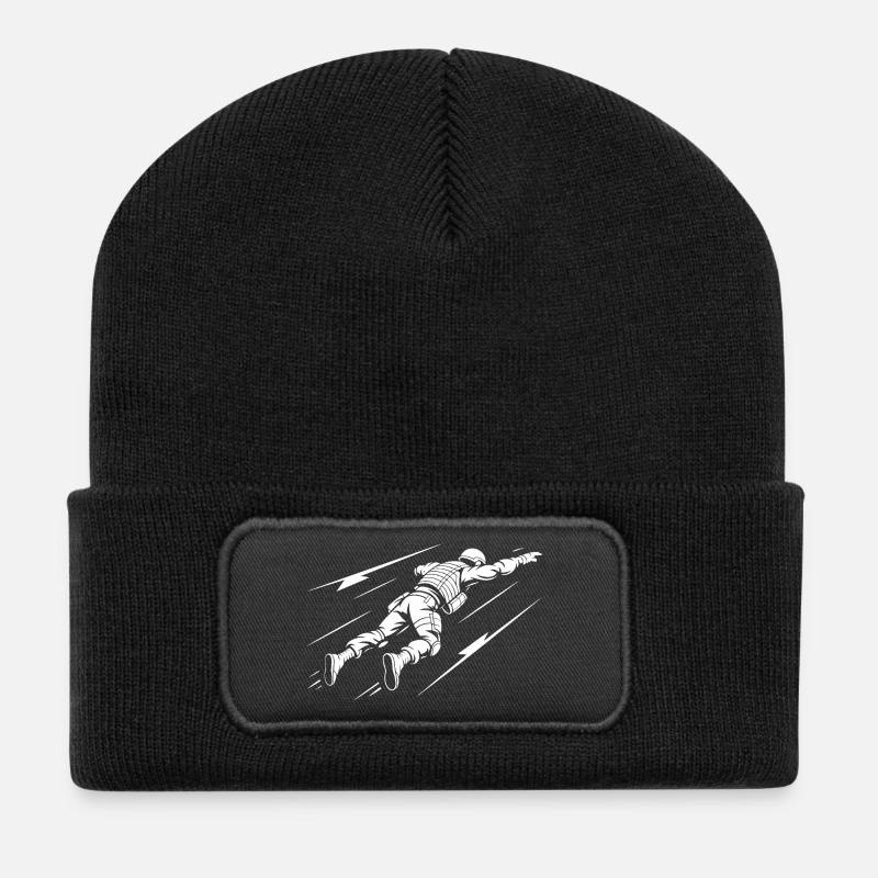 Astronaut im All - Recycelte Patch Beanie - Schwarz