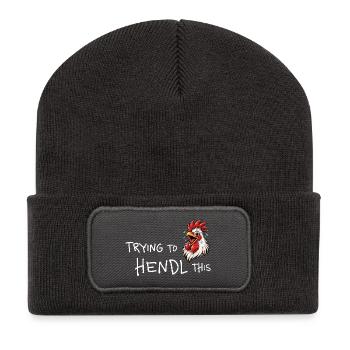 J’essaie de comprendre ça – Drôle de diction de poulet - Beanie recyclé à patch - charbon - Devant