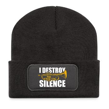 I destroy silence Trompete Trompetenspieler - Recycelte Patch Beanie - Dunkelgrau - Vorne