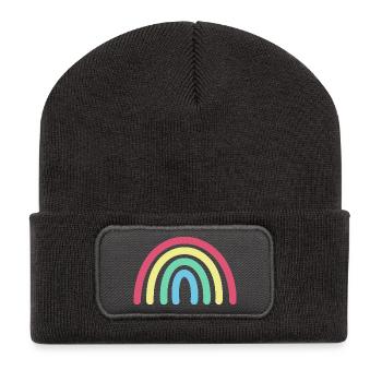 Regenbogen - Recycelte Patch Beanie - Dunkelgrau - Vorne