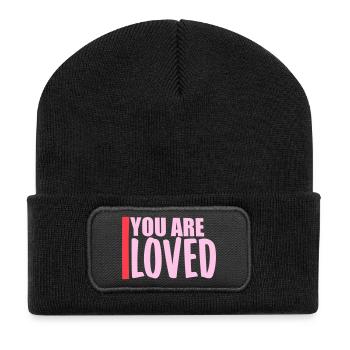 You Are Loved No Matter How You Feel Mitgefühl - Recycelte Patch Beanie - Schwarz - Vorne