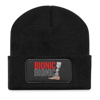 Knie OP Knie Operation - Recycelte Patch Beanie - Schwarz - Vorne