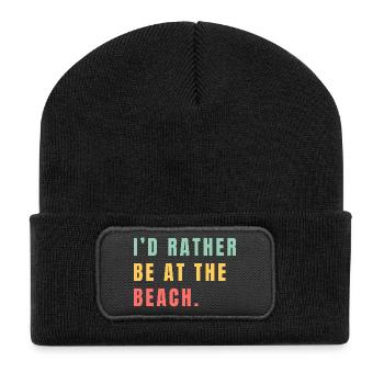 Je préfère être à la plage - Beanie recyclé à patch - noir - Devant